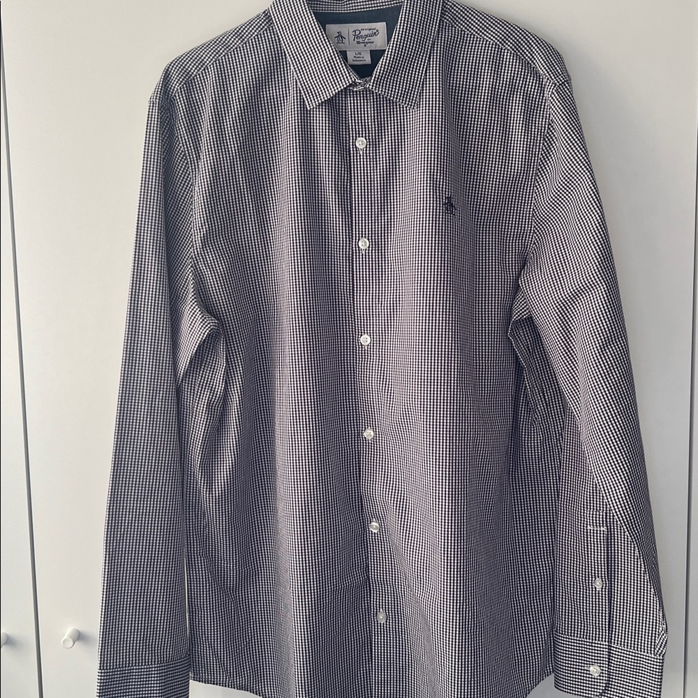 Original Penguin Men's Black and White Gingham Shirt